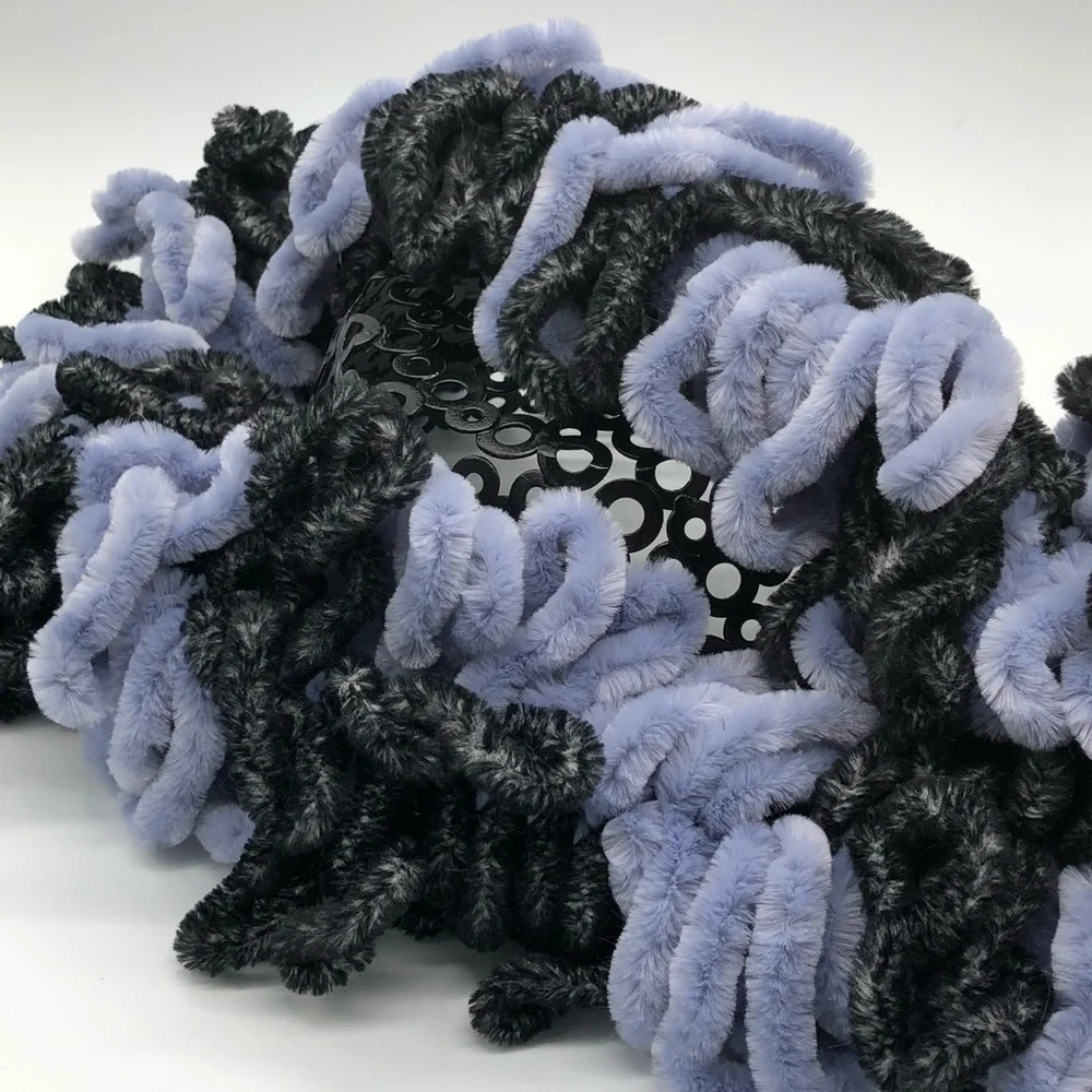 Whimsical Boucle-style‎ Loop Knit Scarf Blue Black